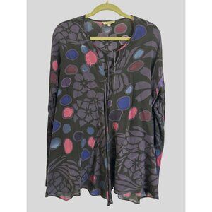 Boho Hippie Essentiel Antwerp Floral Print Long Sleeve Blouse Size 44 Silk Blend